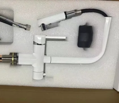 Brass Material Granite Sink Oatmeal Color Pull-Out Kitchen Faucet