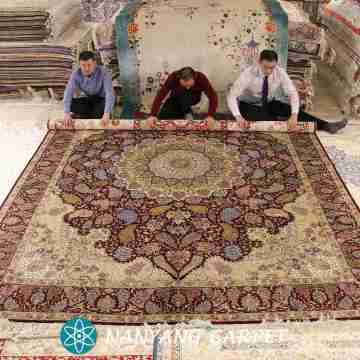 9.5'x12.8' Red Hand Knotted Pure Silk Persian Rug