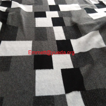 black grey white Tetris patchwork jacquard design pint pattern boiled wool knit fabric