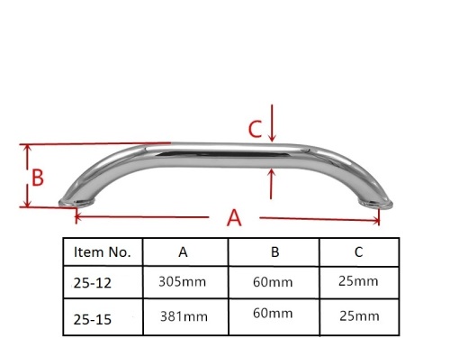 Dia.25mm Gual Rail Maniglia Hardware per barca marino