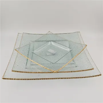 11 inch Square Gold Rimmed Glass Charger Plates