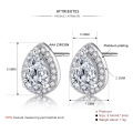 Boucles d&#39;oreilles Halo Boucles d&#39;oreilles Waterdrop Carré Brillantes Plaqué en Or Blanc 18K