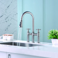 Transitional Bridge Kitchen Faucet with Pull-Down Sprayhead