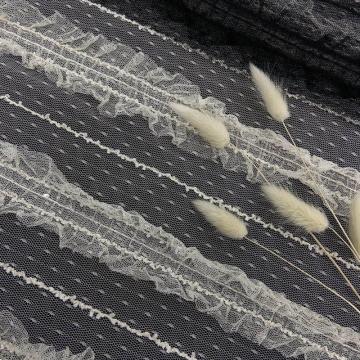 3D Discoid Wave Transparent Sequins Embroidery Fabric