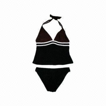 Women's Triangle Bikinis, Black and Brown Color and UV-cut with Band