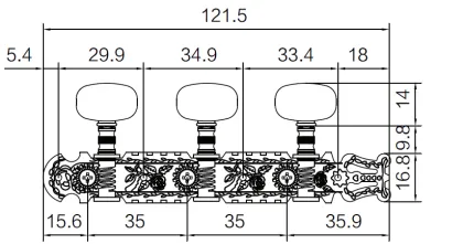 Gold Lyra-Type Classical Guitar Machine Heads