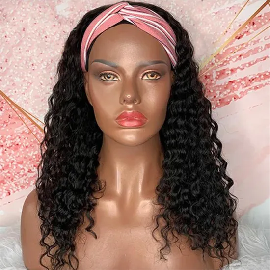 Headband wig deep wave blonde headband wig kinky wigs with headband