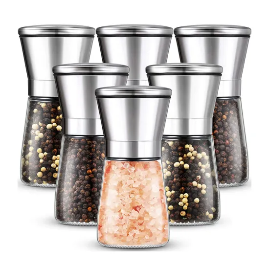 Hyri Hotel Top Spice Mill: Ceramic Blade, Brushed Stainless Steel, & Adjustable Coarseness Pepper Grinder