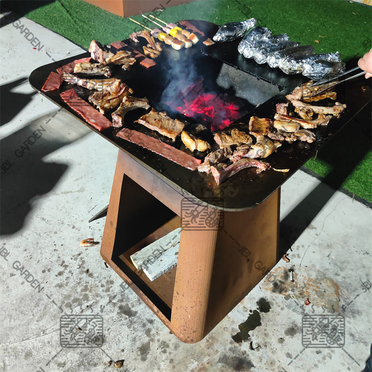 Outdoor rust corten steel grill BBQ