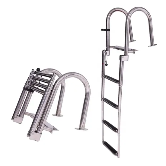 Factory Price Stainless Steel 4-Step Foldable Telescoping Boat Ladder