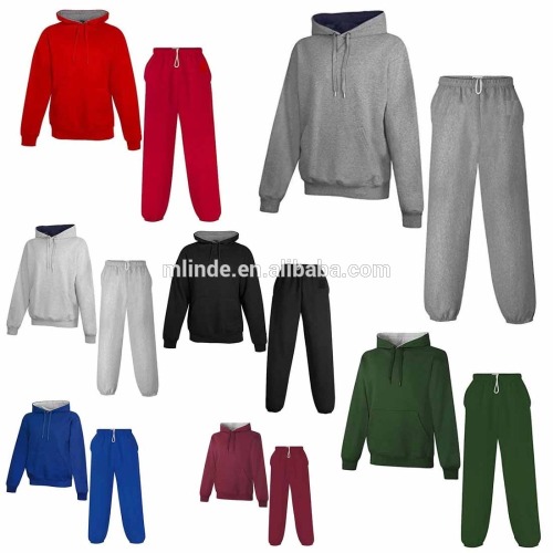 Wholesale Men's Cotton Fleece Sweat suit Pullover Hoodie and Pants Set Tracking Suit For Sports Gym Custom Sweatsuit