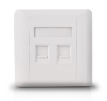 two port 86 type White Color 86 X 86mm network face plate for RJ45 cat5e/cat6 outlet
