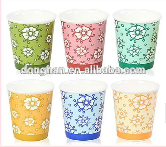 decal flower design ceramic drinking cup