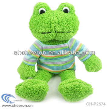 Lovely green frog plush toy with T shirt