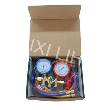 HVAC Digital Manifold Gauge Set with Charging Hose for R410A and R134A Refrigerants in Automotive Air Conditioning