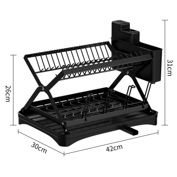Metal X Shape Kitchen Draining Tray and Cabinet Organizer Dish Rack