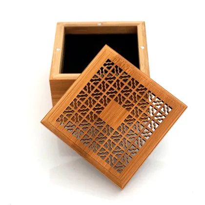 Bamboo Wood Incense Burner with Coil Incense Storage Drawer