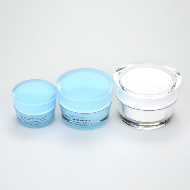 15ml 30ml 50ml de parede dupla vazia em forma de acrílico cosméticos azul jar claro