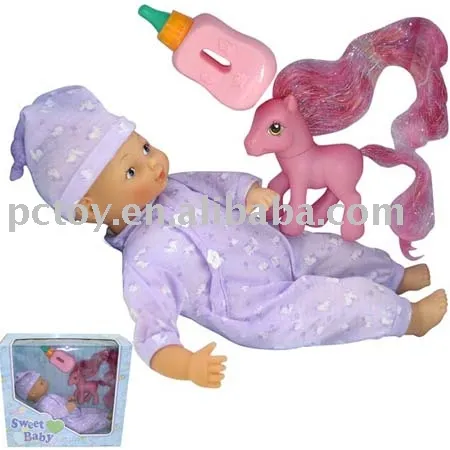 14" Toy Baby And Horse