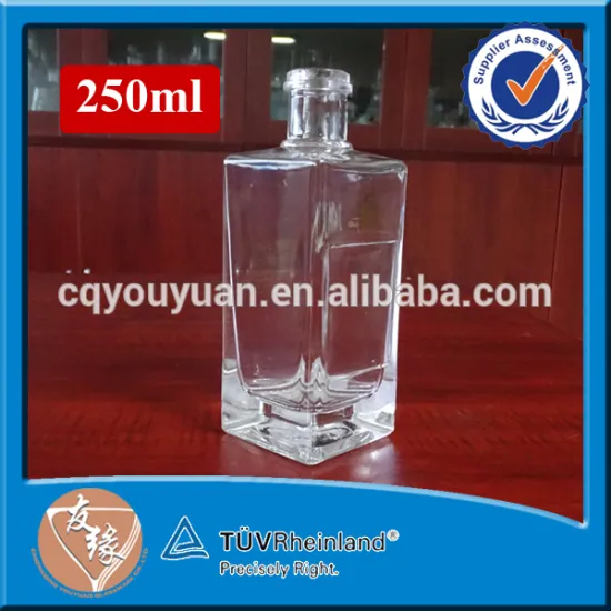 custom shaped empty glass liquor bottle 250ml in high quality