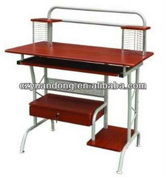 Steel Wood Computer Desk with CD Rack and Drawer