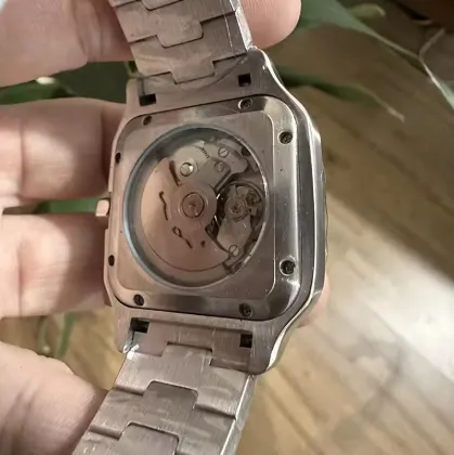 38mm Stainless Steel Men's Mechanical Watch with Sandoz Square Design, NH35 Movement, and Mineral Glass