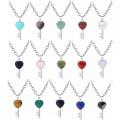 Gemstone Heart Shape Key Chain Necklace Natural Stone Pendant Necklace