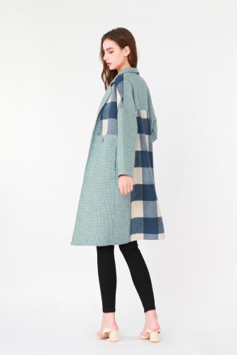 Cappotto di lana plaid irregolare