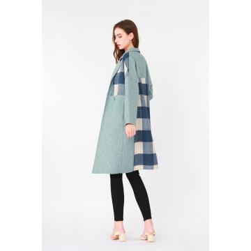 Irregular Plaid Woolen Coat