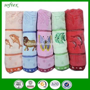 100% cotton animal cut pile jacquard bath towel with embroidery
