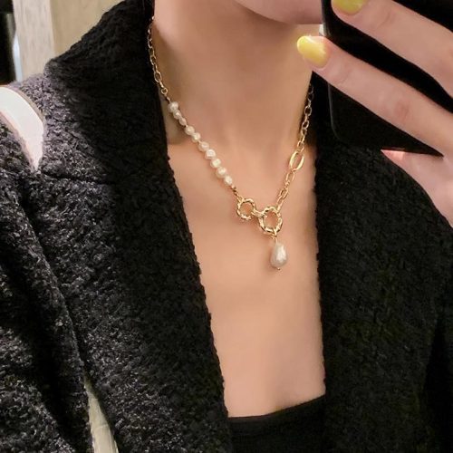Luxury Natural Pearl Pendant Necklace Women's Temperament