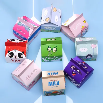 Cute Milk Box Memo Pad with Creative Sticky Notes for School and Diary Use