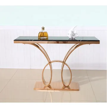 Gold Leg Rectangle Side Table - Marble Top Entryway Console Table with Mirror