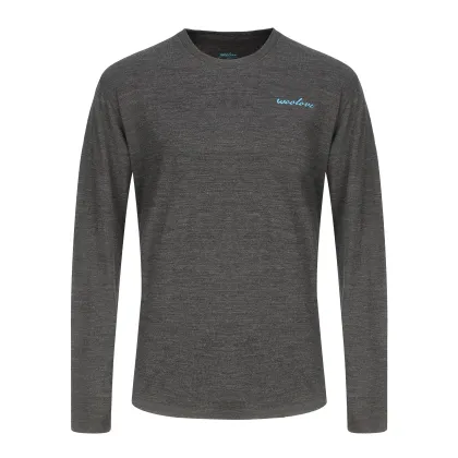 High Quality Custom LOGO Men's Merino Wool Crew Neck Base Layer Top - WOOLOVE Underwear