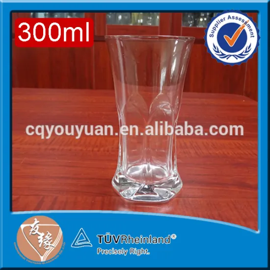 shaped hand mand hand cut 300ml clear plain wholesale glass tumbler in China