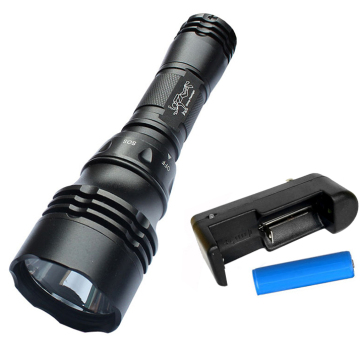 10W Waterproof Scuba Diving Flashlight with T6 LED and 18650 Battery