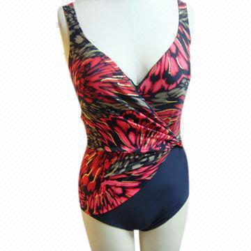 Golden foiled printed and crossover swimming suit