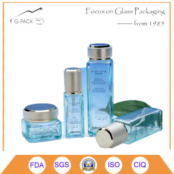 Square Glass Bottle with Metal Cap for Perfume, Cosmetics Packing