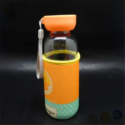 Sports Glass Bottle with Orange Coat