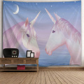 Two Unicorns Tapestry Pink Blue Wall Hanging Animal Love Tapestry for Livingroom Bedroom Home Dorm Decor