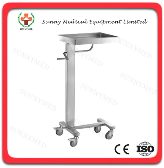 SY-R080 Hospital Stainless steel tray Stand with one Post (can be raised and lowered)