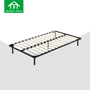 Custom King Single Metal Bed Frame with Black Finish, Wood Slat, Metal Platform, Knock Down Design