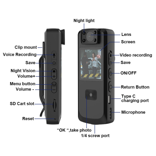 S3 1080P Portable de réglage de la batterie de réglage de 180 degrés