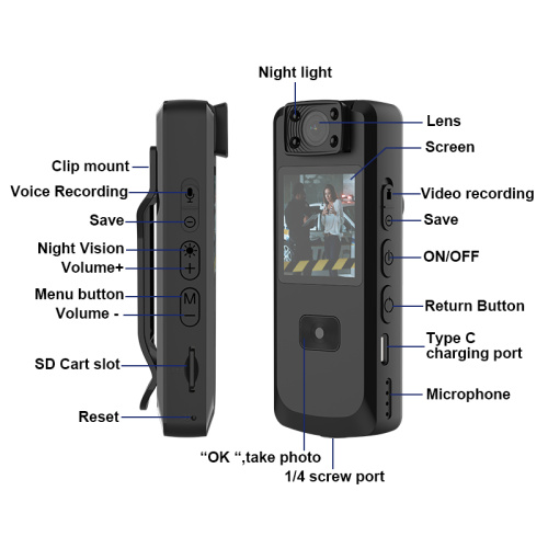 S3 1080P Portable 180 Degree i ke kāwele kāleka hoʻololi hoʻololi