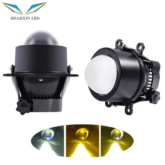 HearxinLED 35W 3 Inch Bi LED Fog Lights - 6000LM White/Yellow Car Lamps