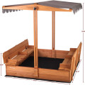 Caja de arena de madera con canopy plegable de arena para niños