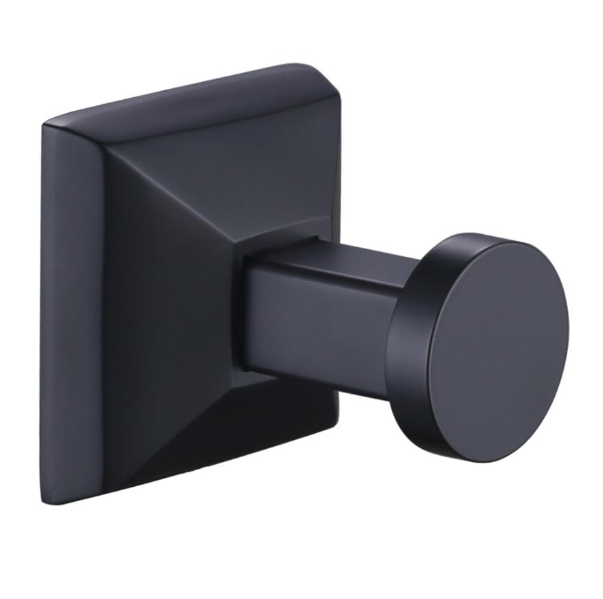 Wall mounted bathroom robe hook with matte black