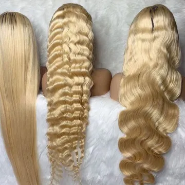 Pre Plucked Transparent Virgin Brazilian Human Hair Lace Front Wig With Baby Hair,Blond 613 Remy Front Lace Wig Human Hair