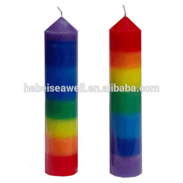 Colorful rainbow chakra pillar candle for energy body