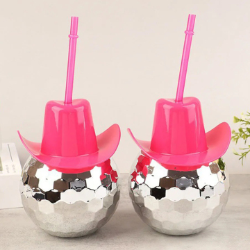 High Quality Reusable Plastic Cowboy Sippy Cup with Straw - Perfect for Parties